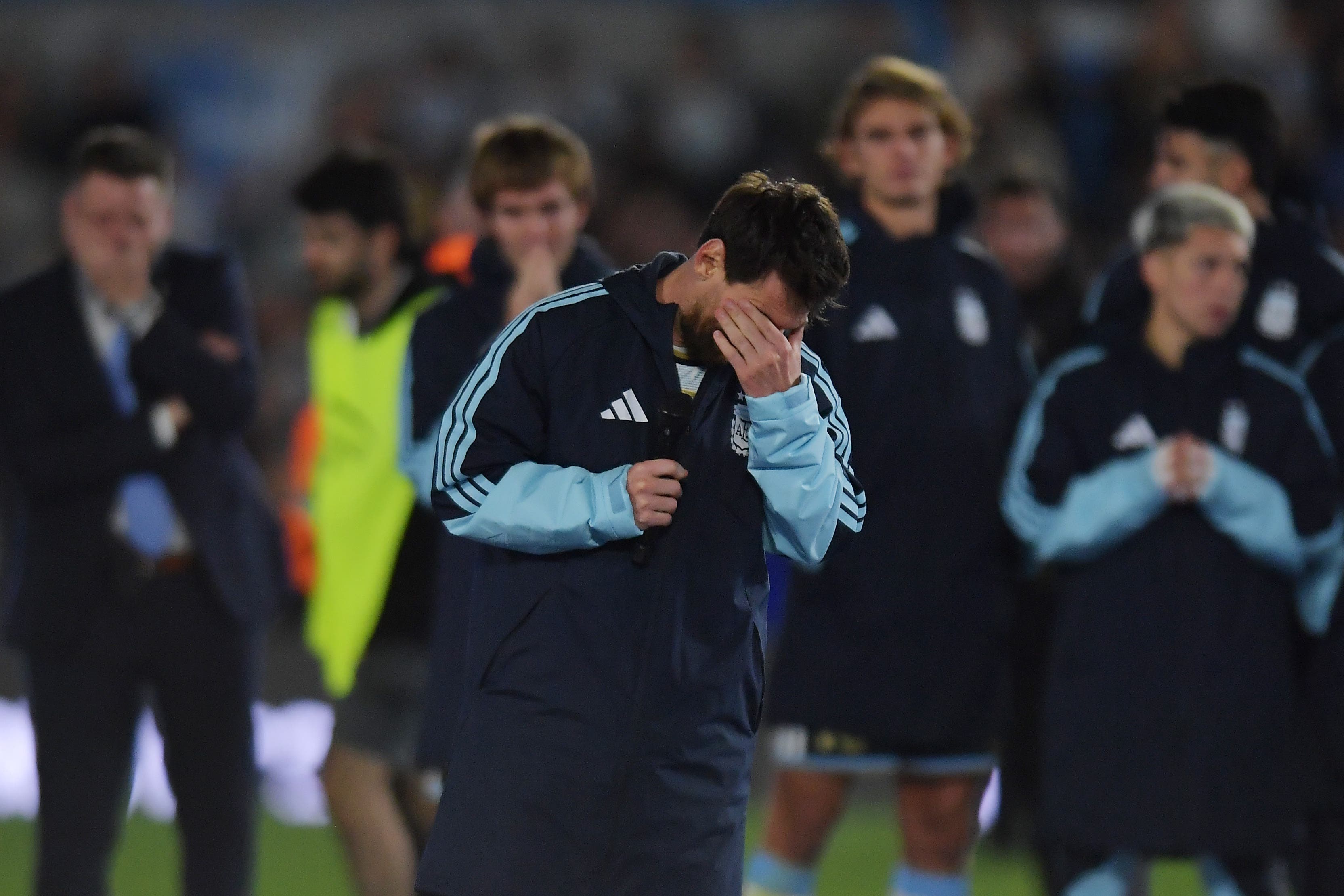 Messi emocionado en su despedida de la selección argentina.