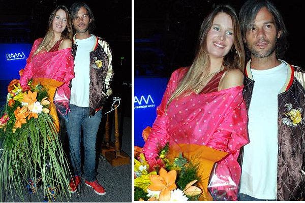 Muchos colores para Dolores Barreiro (¡todavía no se le nota la panza!), en el cierre del desfile de su marca Holi