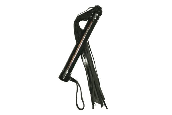 Látigo de cuero y cristales, $240