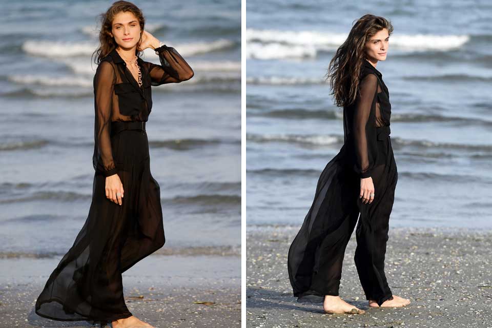 Luego, como anfitriona de la gala de apertura y cierre del Festival se inclinó por un conjunto en color negro con transparencias