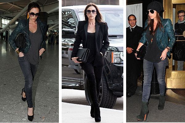 Fiel a su estilo, de negro y con ropa ajustada, Victoria Beckham cursa los primeros meses de embarazo