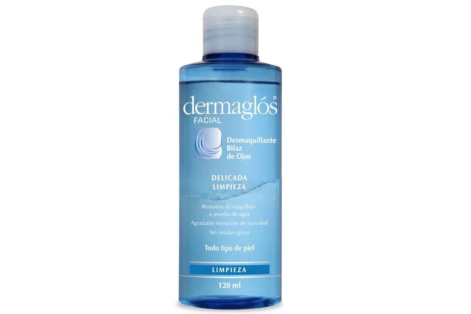 Desmaquillante bifaz de ojos. Para limpiar y descongestionar en un solo paso. Tiene una fase oleosa que limpia incluso maquillaje a prueba de agua y otra acuosa que hidrata la piel. ($103, Dermaglós).
