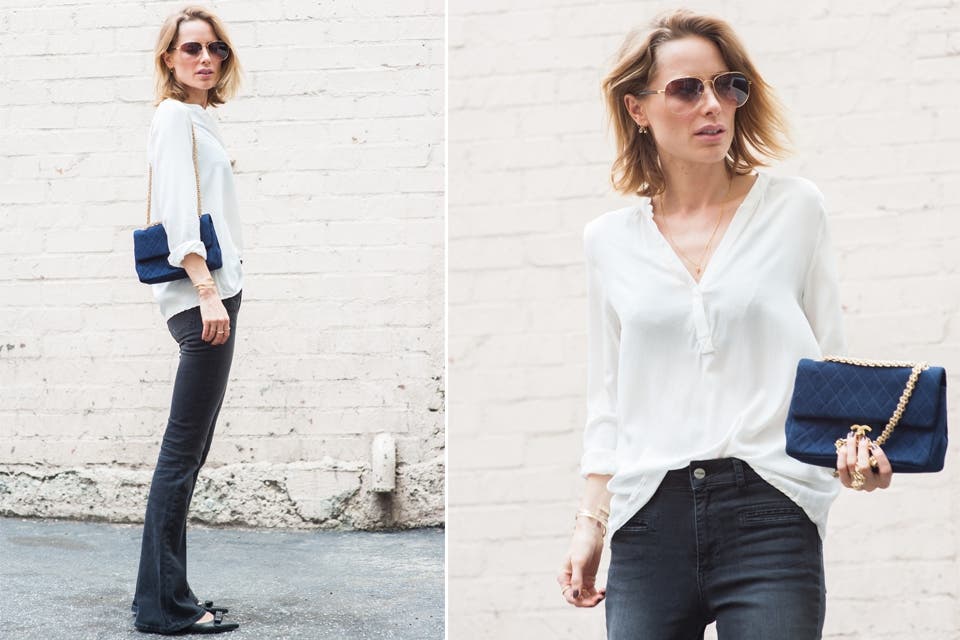 Con jeans oxford, una diosa