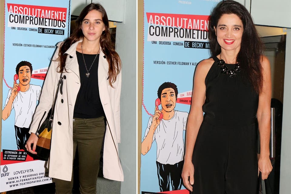 María Abadi y Verónica Varano fueron a ver Absolutamente comprometidos, la obra que protagoniza Julián Kartún. Ambas con looks descontracturados y cómodos