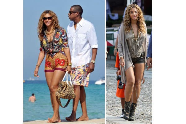 Dos estilos para Beyonce: con short colorido de tiro alto y más sobrio. Siempre ajustados