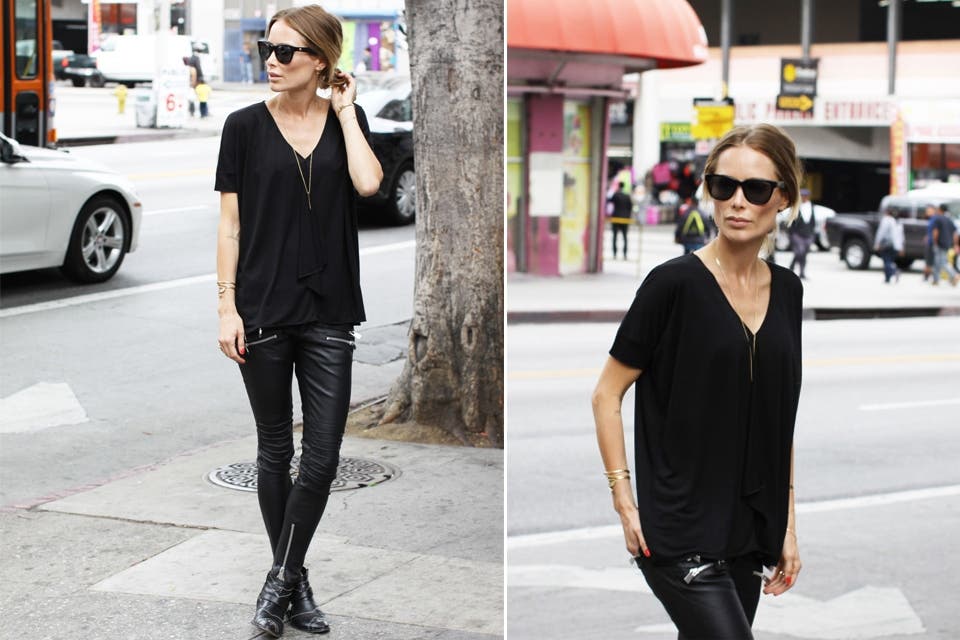 ¡Total black! Anine ama combinar negro con más negro. Infaltables los accesorios minimalista en dorado