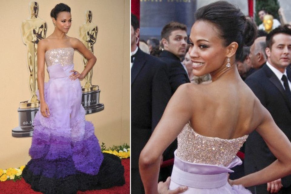Zoe Saldana con este legendario Givenchy tan original en los Oscars 2010