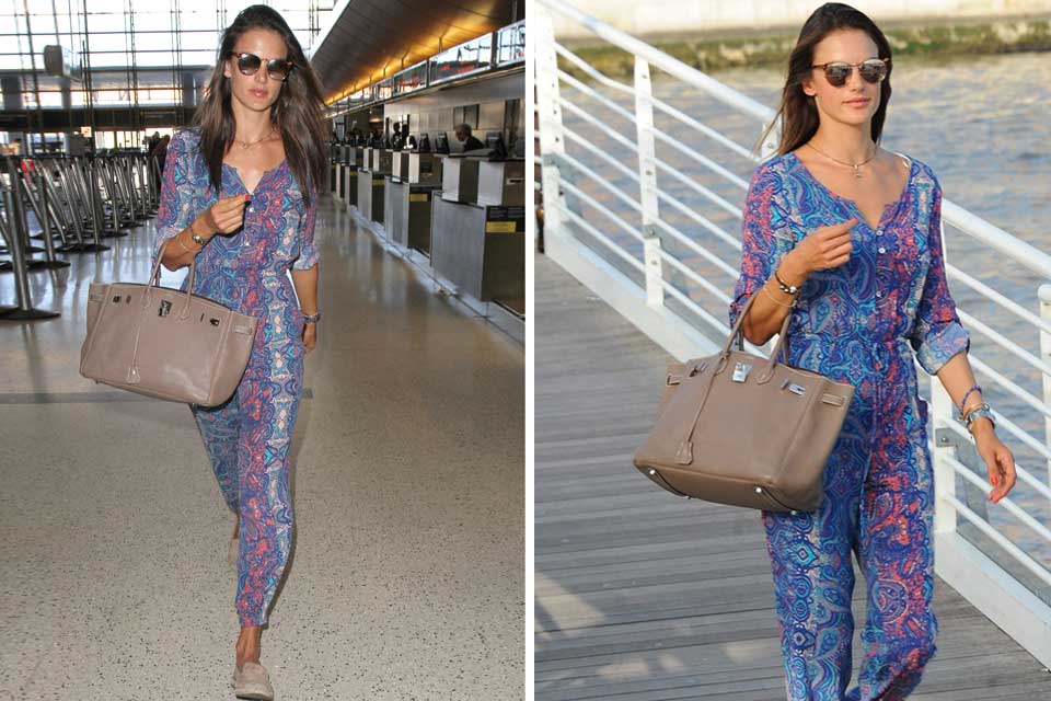 Alessandra Ambrosio con un mono muy cómodo y sentador para el arrivo al Festival Internacional de Cine de Venencia. ¡Cancherísimos sus lentes de sol!