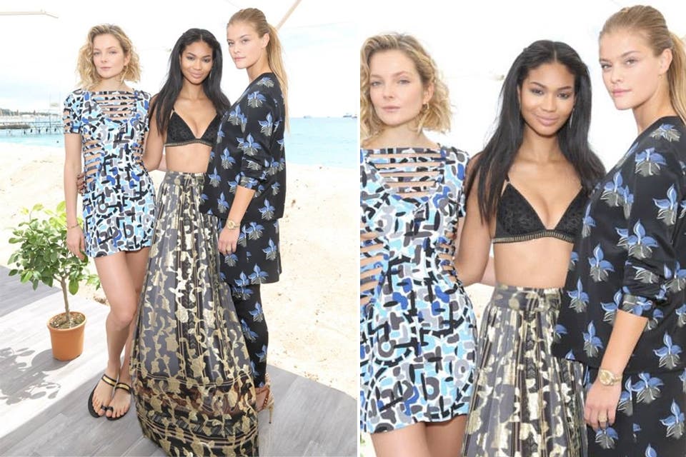 Las modelos Eniko Mihalik, Chanel Iman y Josephine Skriver, con looks etéreos y pura estampa