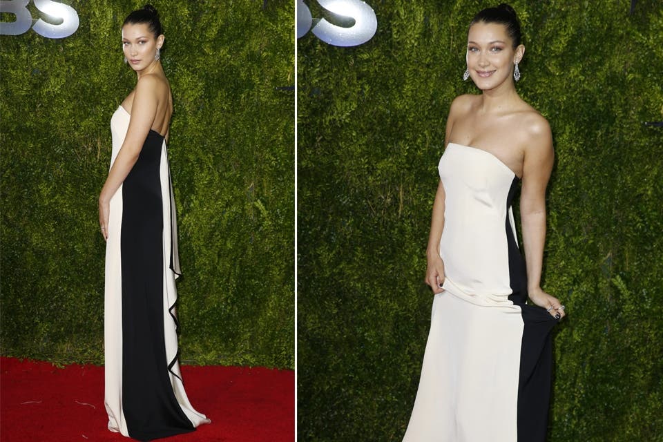 Bella Hadid eligió un Prabal Gurung en blanco y negro, bien minimalista. ¿Qué te parece?