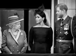 Isabel II, Meghan Markle y el príncipe Harry en el centenario de la RAF