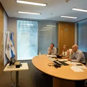 Horacio Rodríguez Larreta en el encuentro virtual con el alcalde de Londres, Sadiq Khan.