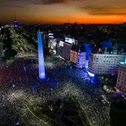 Los festejos en el Obelisco después de que la Selección ganara la Copa del Mundo.