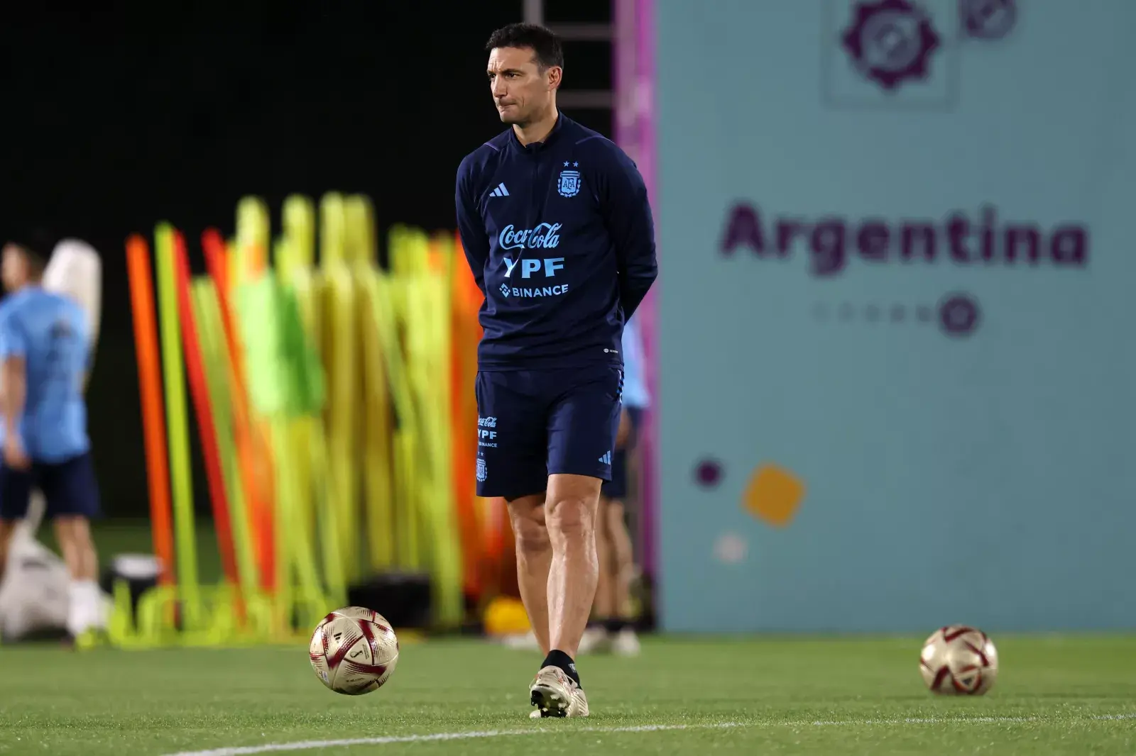 Lionel Scaloni durante el entrenamiento de la Selección