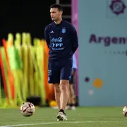 Lionel Scaloni durante el entrenamiento de la Selección