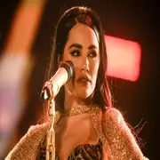Lali durante su show en el Estadio Vélez.