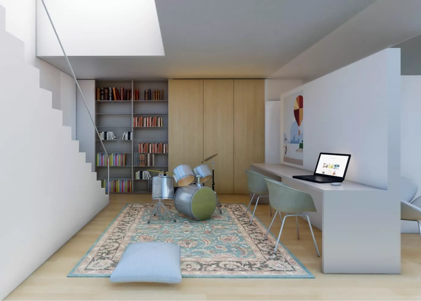 Ideas Decoración: Biblioteca como Pared Funcional  Decoración de unas,  Escritorios de oficina en casa, Habitaciones de ático