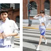 CAMPERA Y REMERA BATIK (MAES, $80.000 Y $34.800), BERMUDA (ADIDAS, $18.599), ZAPATILLAS (DERA, $58.900).