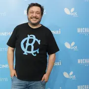 Hernán Casciari durante la red carpet de Muchachos.