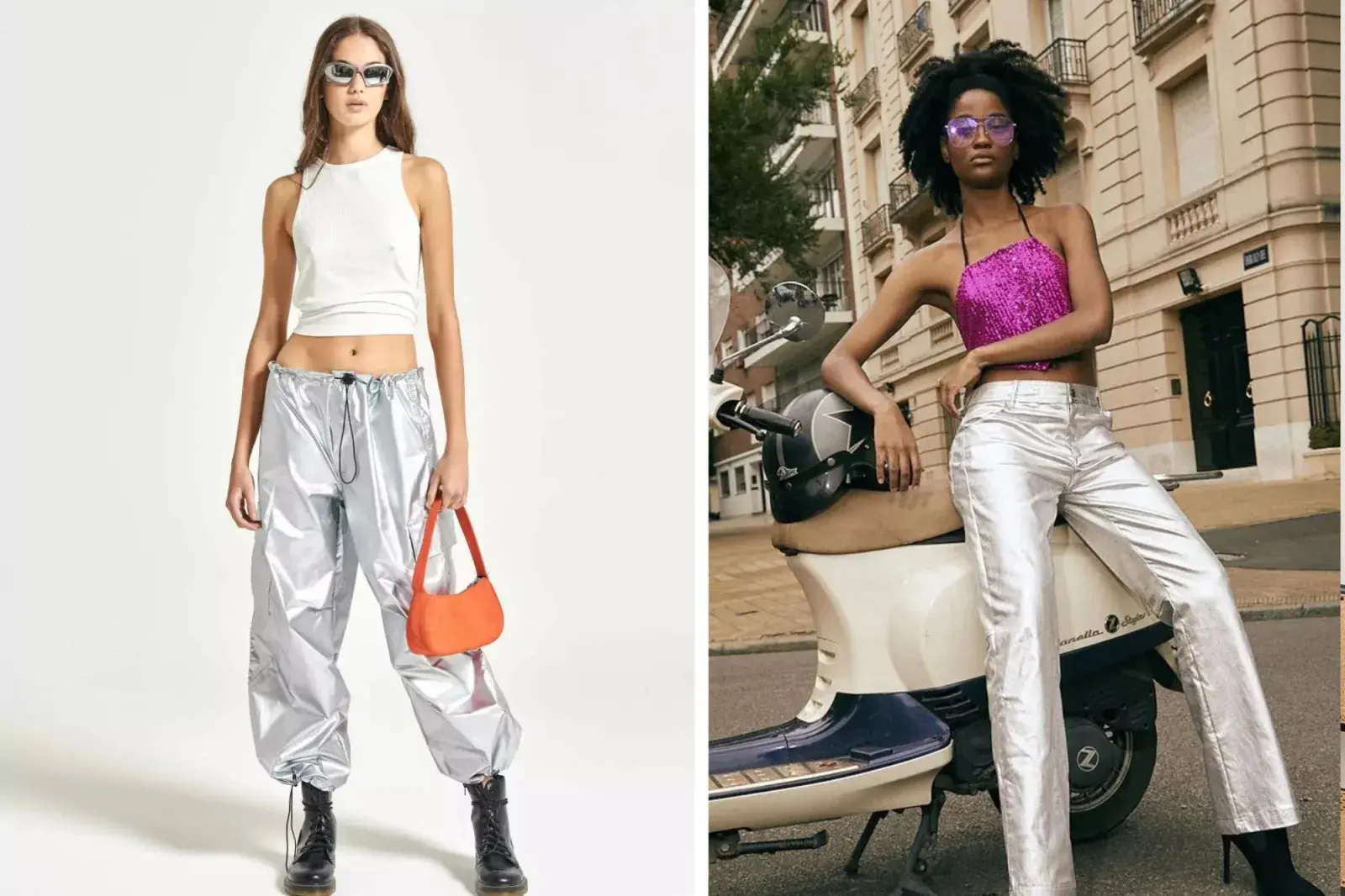 Seleccionamos 6 modelos distintos de pantalones metalizados que podés comprar en marcas locales.