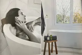 Postales del ritual de baño de Juliana Awada, en su libro Raíces (Grijalbo)