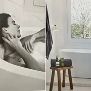 Postales del ritual de baño de Juliana Awada, en su libro Raíces (Grijalbo)