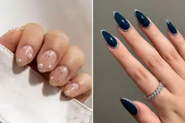 Dos ejemplos de diseños de nail art que son tendencia este 2024.