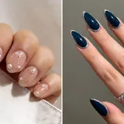Dos ejemplos de diseños de nail art que son tendencia este 2024.