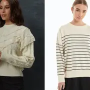 Dos mujeres usando suéteres.