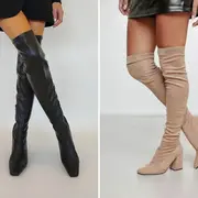 Dos modelos usando botas over the knee.