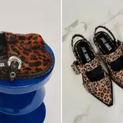 Dos pares de calzado animal print.