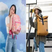 Dos modelos mujeres usando mochilas.