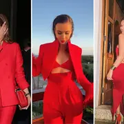 Famosas vestidas con color rojo rubí.