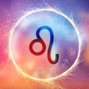 La rueda zodiacal, con el símbolo de Leo en el centro.