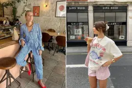 Dos mujeres en la calle usando el estilo chica portuguesa.