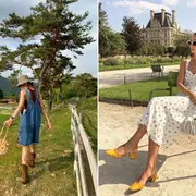 Dos fotos de dos mujeres usando ropa del estilo garden girl.