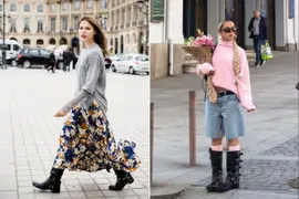 Dos mujeres en la calle usando botas biker.