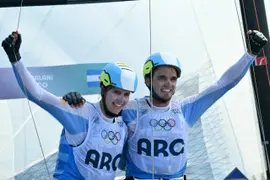 Eugenia Bosco, junto con su pareja náutica Mateo Majdalani