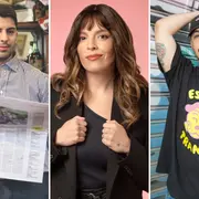 Gastón Edul, Dalma Maradona y Nacho Elizalde.