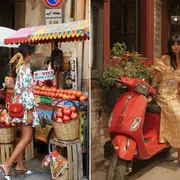 Dos fotos de mujeres en la calle vistiendo el estilo tomato girl.
