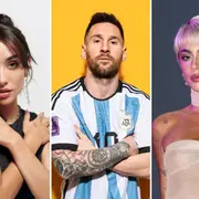 Armado con fotos de María Becerra, Messi y Tini.
