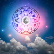 La rueda zodiacal, con los símbolos de los 12 signos astrales.