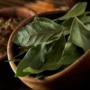 Hojas de laurel en un cuenco.