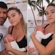 Sofia y el Kun Aguero posaron en su casa de Miami con su primera hija