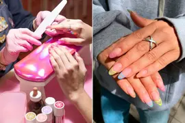 Una mujer haciéndose las uñas