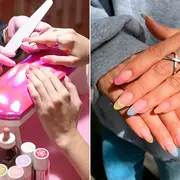 Una mujer haciéndose las uñas
