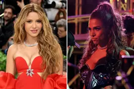 Armado con imagen de Shakira y la protagonista de la serie Celeste.