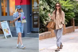 Una foto de Gigi Hadid y otra de Katie Holmes en la calle.