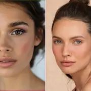 Dos fotos de mujeres con la tendencia de maquillaje french girl.