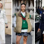 Tres mujeres en el semana de la moda en Londres